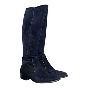 Donald J Pliner dark blue suede like heeled boots size 7.5